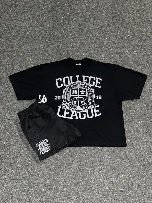 College League Black Shorts Set
