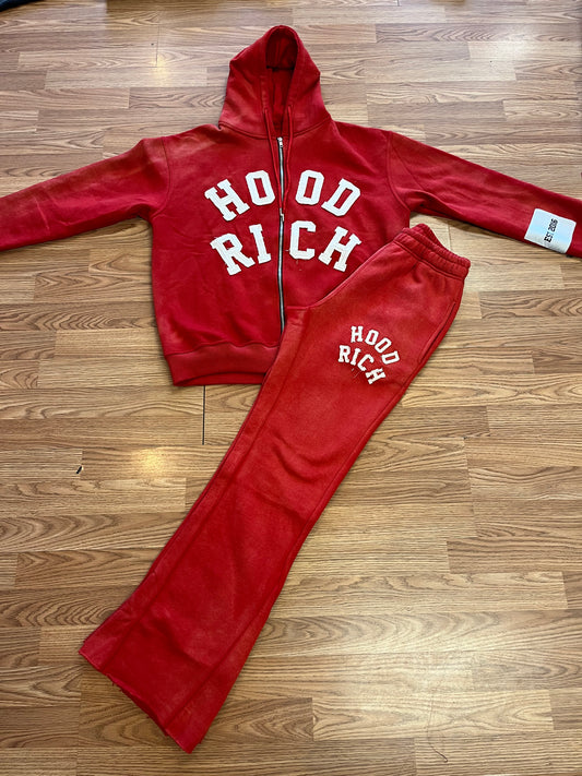 Red Rich Distressed Tracksuit