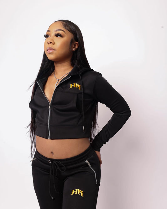 Black/Yellow HR Crop Top Sets