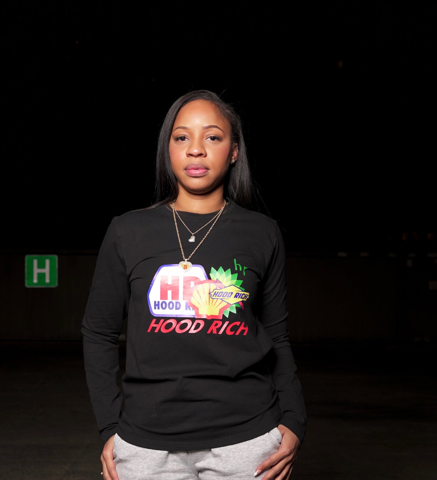 Black “Gas Station” Long Sleeve T-Shirts