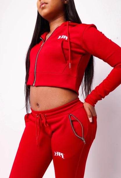 Red HR Crop Top Sets