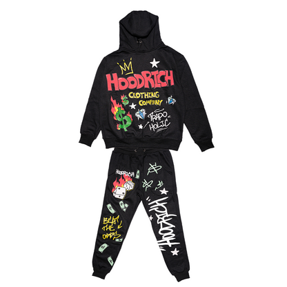 Black Trapoholic Hoodie & Pants Set